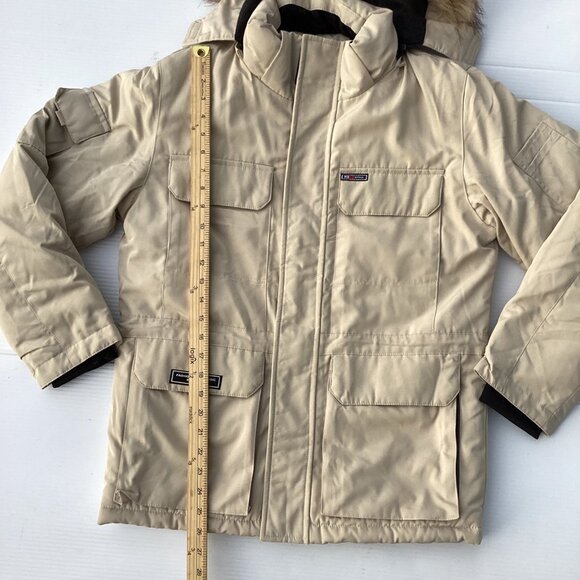 Mens Beige Hooded Winter Jacket With Fur Trim - Picture 8 of 12